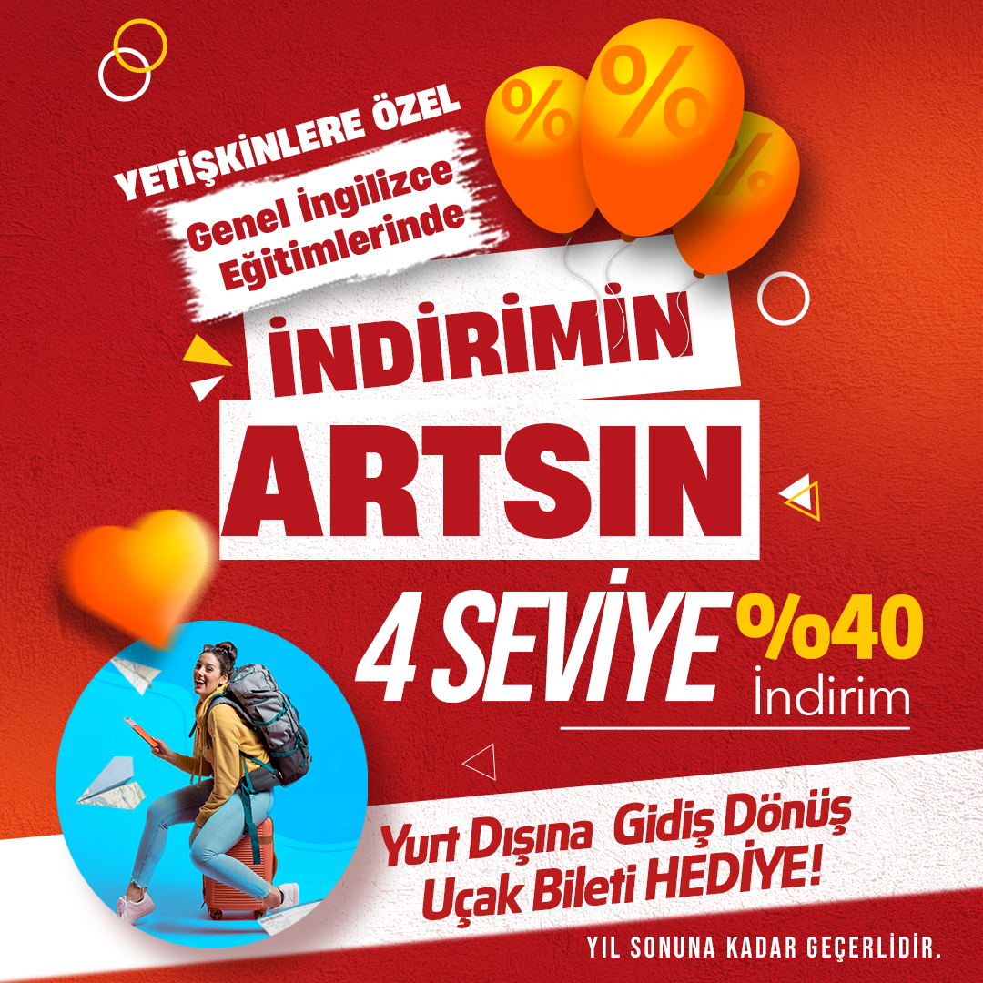 Genel İngilizce Eğitiminde 4 Seviye Alana %40 İndirim